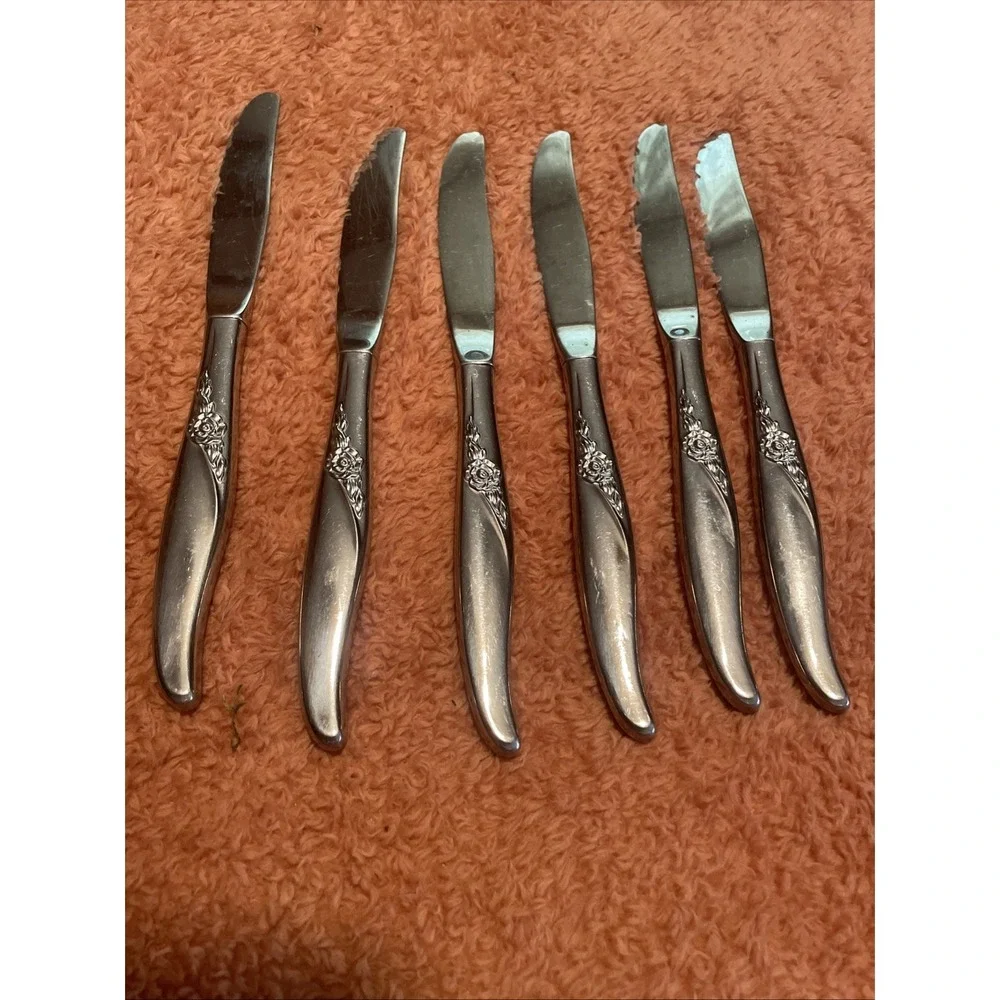 Oneida‎ LTD Wm Rogers LA ROSE Premier Stainless Set Of 6 butter knives